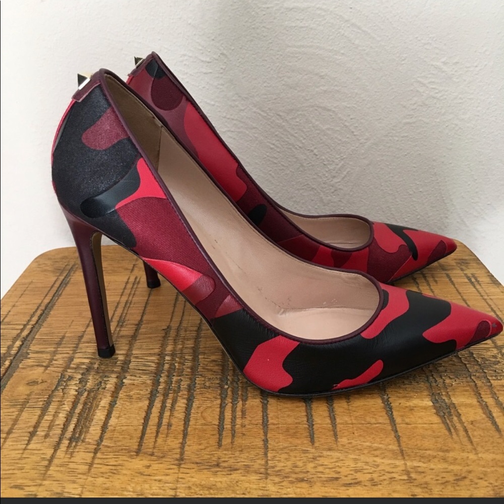 Valentino Rockstud Red Camo Heels sz 36.5 - Picture 4 of 7